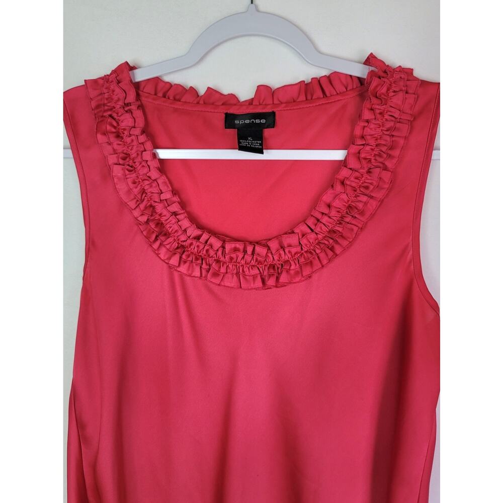 Spense Shimmer Red Ruffle Neckline Sleeveless Blouse Women's XL Workwear Casual - Picture 4 of 8